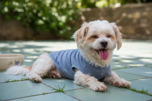 Australian dog staying cool during a hot Christmas summer